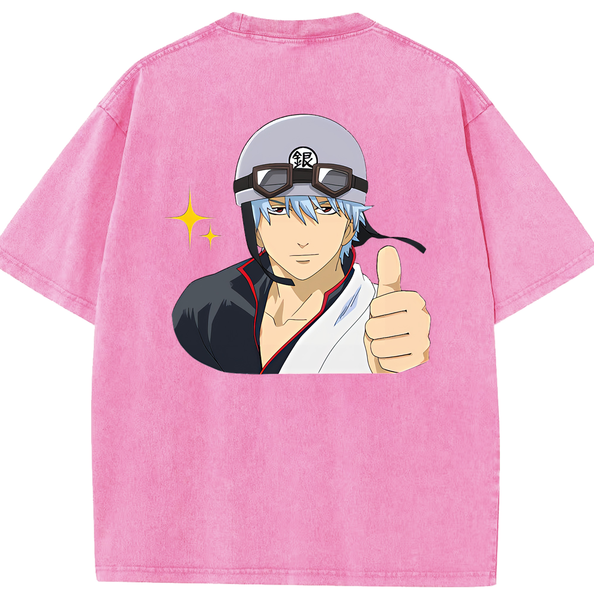 （画像用） ぎんたま 坂田銀時（さかたぎんとき） 神楽 志村新八（しむら しんぱち） GINTAMA Sakata Gintoki Kagura Shimura Shinpachi 綿100% ヴィンテージ風 半袖Tシャツ（背面プリント）